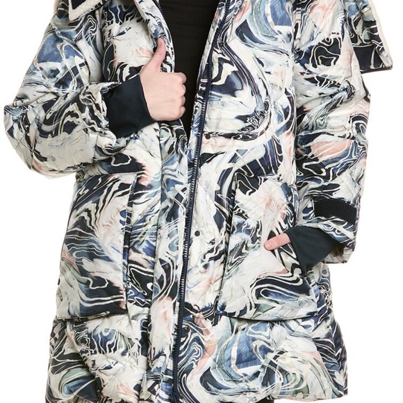 Sweaty Betty Abstract Print Parka with Cream Collar - Picture 5 of 12